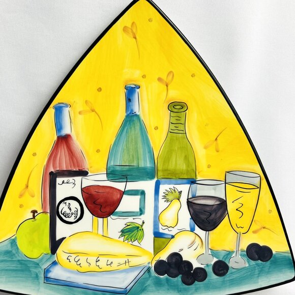 HausenWare Ceramic Triangle Wine & Cheese Platter Designed by Mary Jane Mitchell - Picture 2 of 4